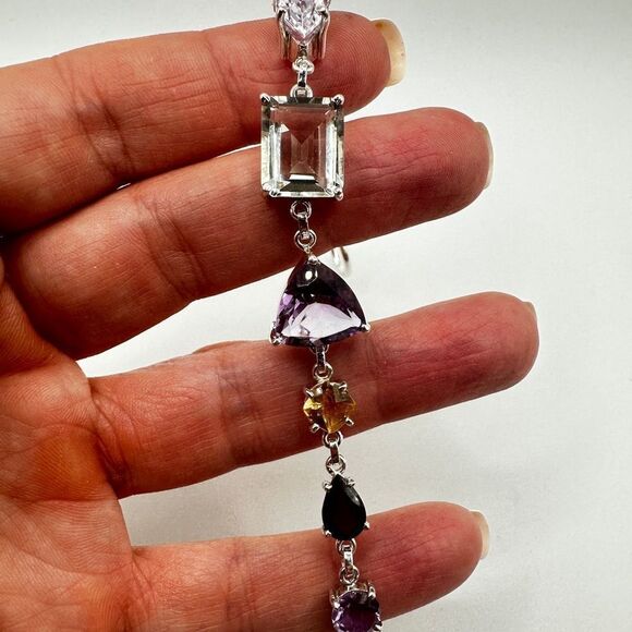 NWOT 7" One-of-a-kind multi-gemstone bracelet in sterling silver! - Picture 8 of 11